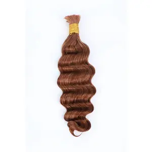 YGwigs Loose Wave #30 Medium Auburn Brown Bulk Double Drawn Hair