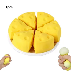 Fun Cheese Block Stress Relief Toy, Soft Gel Material, Slow Rebound Squishies, Creative Unisex Gift, Office Desk Birthday Present, Random Shape Color