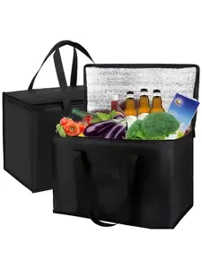 LMMAKE Professional Collapsible Cooler Bag Stand-Upright Insulated Leak-Proof Zipper Reusable for Food Transport Groceries Meal Delivery Services Large Capacity Durable Fabric Extra-Large Size