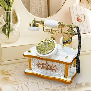 Vintage Telephone Wind Up Music Box with Drawer - Retro Durable Plastic Ornament for Home Decor, Perfect for Bedroom, Living Room  & Office Desk, Unique Decorative Birthday, Halloween, Christmas Gift for Women, Girls & Kids