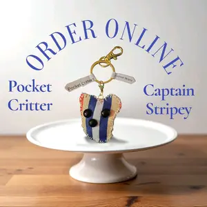 Pocket Critter Captain Stripey - Adorable Keychain with Striped Design and Gold Clip for Easy Attachment