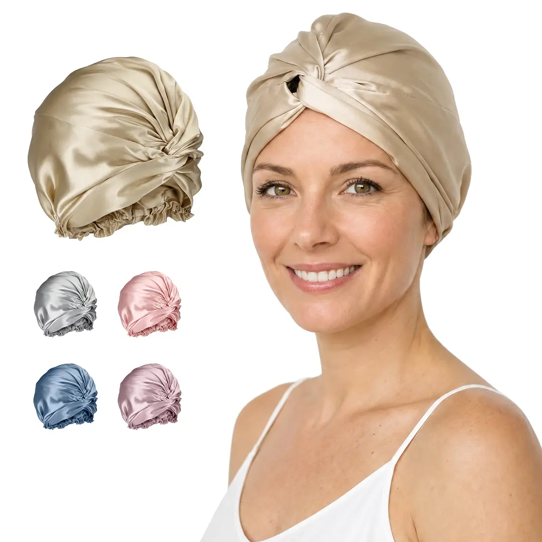 100% Mulberry Silky Elastic Sleep Bonnet - 19 Momme Hypoallergenic Adjustable Haircare Accessory for Anti-Frizz Smooth Hair Protection