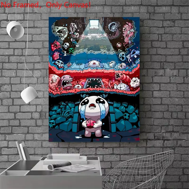 1 piece/set frameless canvas painting print poster, Canvas Prints, Game Poster art, The Binding of Isaac Illustration, a gift for Video games loves, gift for bedroom, living room, kitchen, mural, wall decoration, room decor, Room Decorations