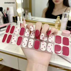 Fashion Light Plant Gold Accents Nail Stickers, Small Flower & Metal Line Design, Semi-Cured Patch, UV Lamp Use