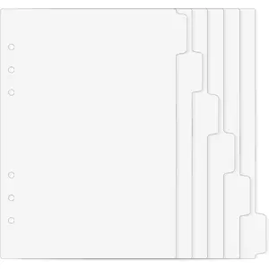 6 count A5 Binder Dividers, 6 Holes Clear Binder Divider Index with Tabs Insertable Plastic Index Divider Sheets 6 Rings Planner Divider Index Page for Binder Notebook Journal Diary Memo Notepad