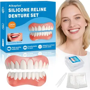 Moldable False Teeth - Veneers Teeth for n & Men, Silicone Dentures Set for Both Upper and Lower, Temporary Dentures DIY at Home Within Minutes Fix Your Smile 1Pack