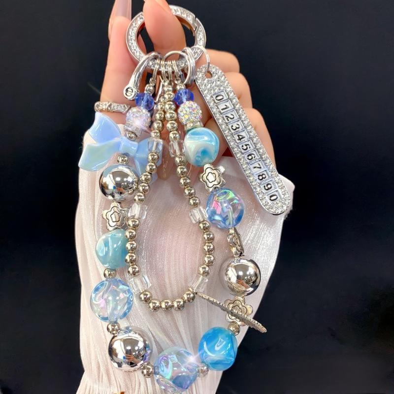 2026 New Release Luxury Beaded Wristlet – Rhinestone Butterfly Phone Charm for Cases Bags & Car Chains, TikTok Shop New Year Gift