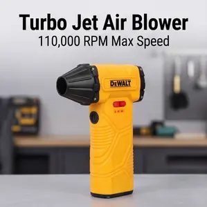 DEWALT Mini Turbo Jet Air Blower, Type-C Charging, 110000 RPM, 30-40m/s Wind Speed, 4 Speed Control For Dust Cleaning & Daily Use