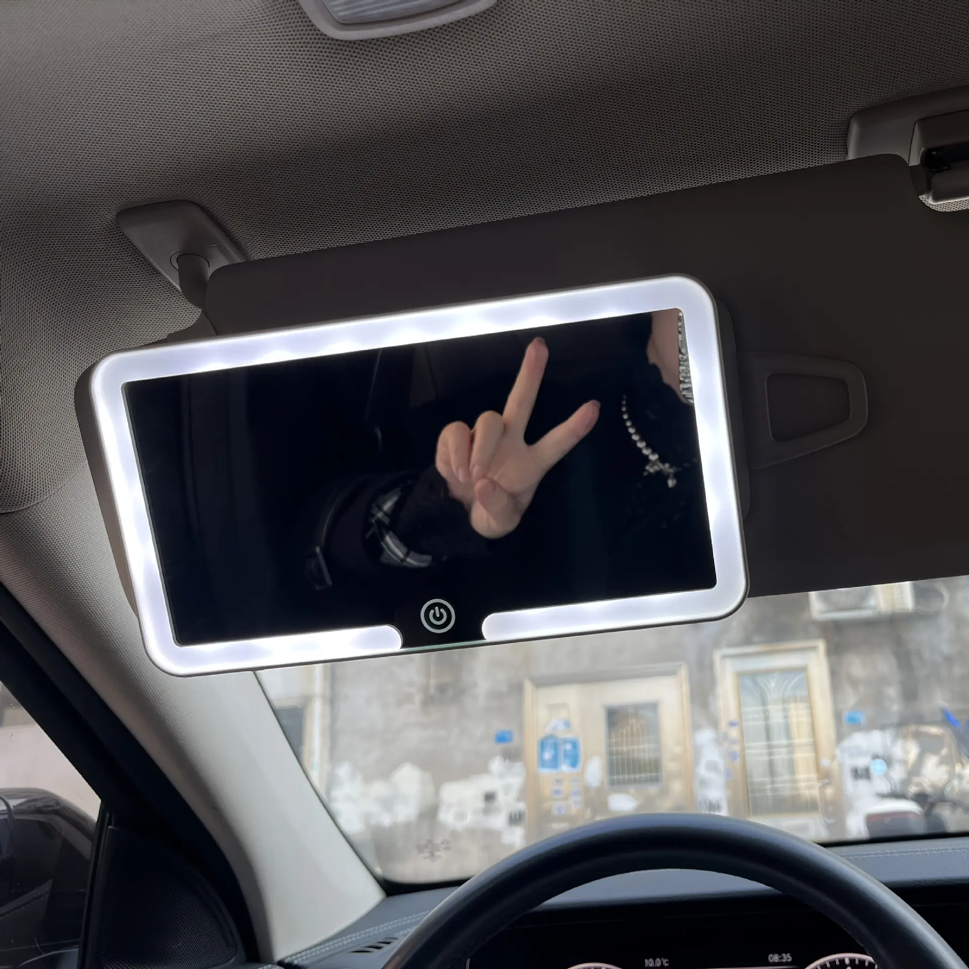 Car Sun Visor Makeup Mirror – 3X Magnifying HD Mirror with Adjustable 3-Color LED