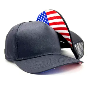 Mens Snapback Hat American Flag Baseball Cap Patriotic Trucker Mesh Caps Black