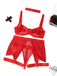 Sexy Mesh Women Lingerie Set, Fit, Transparent Fishnet Design, Hollow Out Fantasy Style, Perfect for Parties and Daily Wear, Elegant Underwear Collection