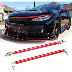 2PCS 8"-11" Adjustable Front Bumper Lip Splitter Diffuser Strut Rod Universal Bumper Lip Support Rods Compatible with Most Car Vehicles (Red)