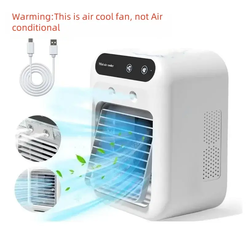 Portable Air Conditioner, 3-in-1 Fan with 2 Mist Speeds, USB Rechargeable Fan Cooler Multifunction Portable Fan for Bedroom, Office & Camping,1800mAh