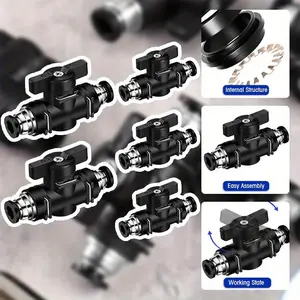 5 Pieces 2-Way Pneumatic Ball Valve 1/4" x 1/4" Push-To-Connect Pneumatic Air Flow Control Ball Valve - Increase Efficiency & Control!