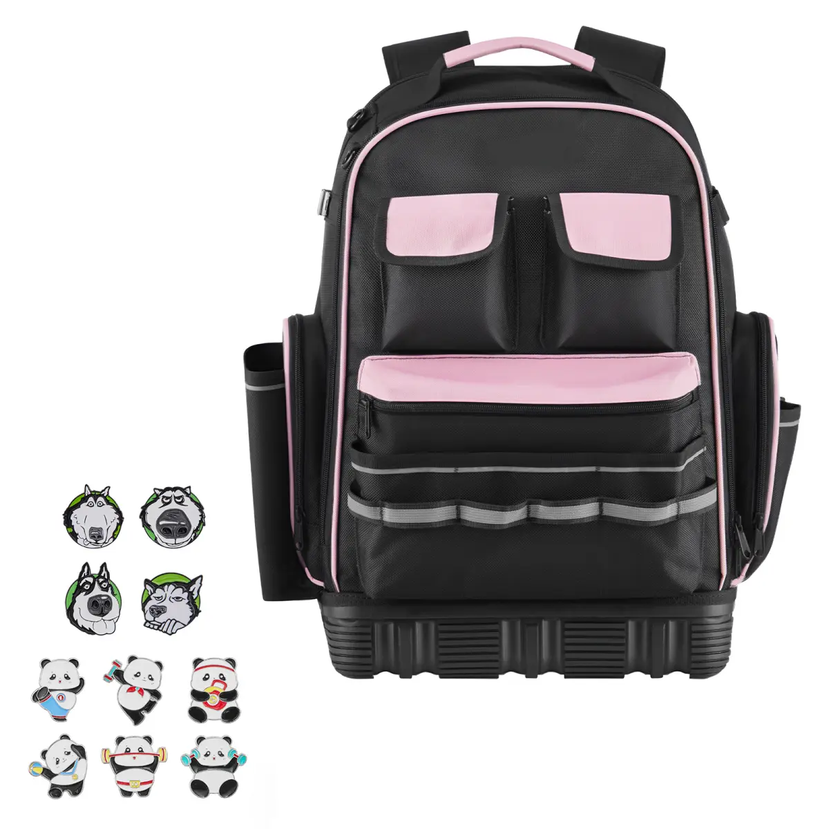 Aobtkel Heavy-Duty Electrician's Tool Backpack, 56-Pocket Oxford Organizer with Laptop Compartment, Tear-Resistant Fabric, Molded PVC Base, Padded Straps for HVAC Work