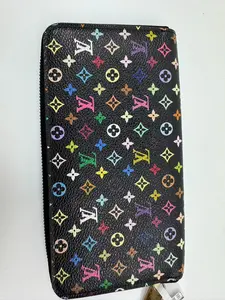Pre-owned Louis Vuitton canvas Clutches & Wristlets Multicolor Black Zip Wallet