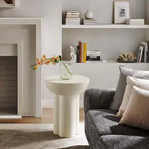 Modway Caspian Round Concrete Side Table in White