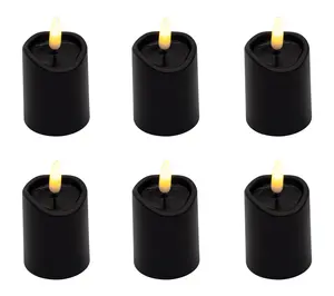 LumaBase 3D Wick Flame Mini Pillars Set of 6