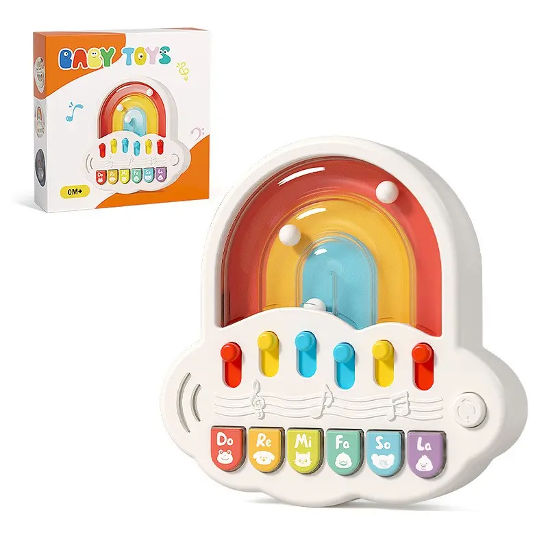 Rainbow Baby Piano Toy, Cute Interactive Musical Toy with Light-Up Keys, Do Re Mi Learning Keyboard, Sensory Educational Toy for Infants, Toddler Music Toy Gift
