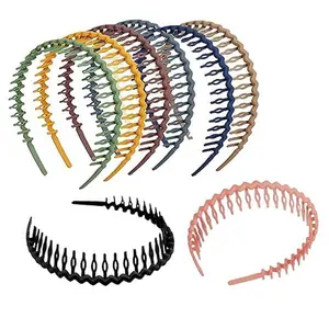 8 PCS Non Slip Headbands Zigzag Plastic Headband Shark Hair Band Headbands Curly Hair Comb Bands Hoop Headband for Women Men Teen Girls