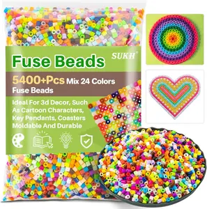 Sukh 5400+Pcs Fuse Beads - Fuse Beads Kit Melty Beads Kit Melting Beads Fuse Beads Bulk Iron Beads for Kids Crafts, Ideal for Boys and Girls Christmas Birthday Gifts Mix 24 Colors 5mm