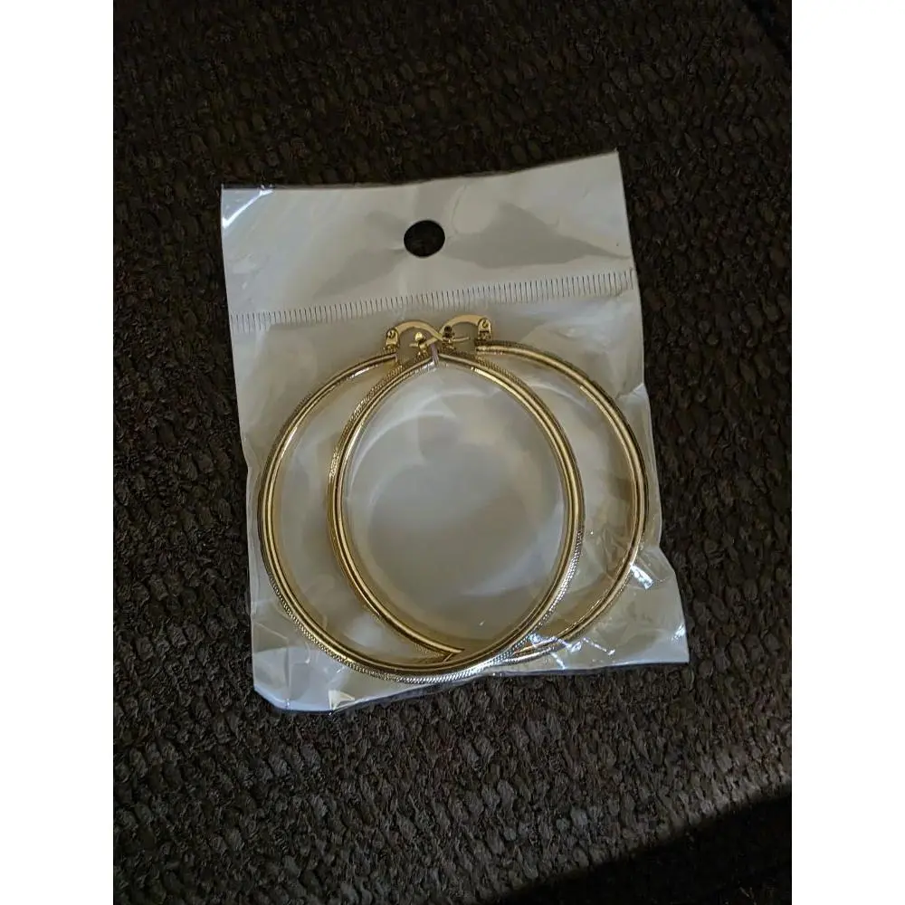 Gold Color Hoop Earrings in Clear Packaging for Women's Fashion Accessory