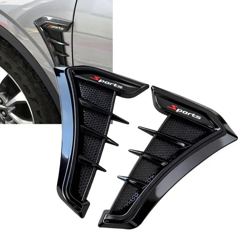 Universal Car Fender Side Vents - Car Accessories, Air Flow Intake Grille, Side Marker Air Wing Trim Cover, Decorative Spoiler with Full Back Double-Sided Glue (Black), Accessories For Car, Enhance Car's Aesthetics