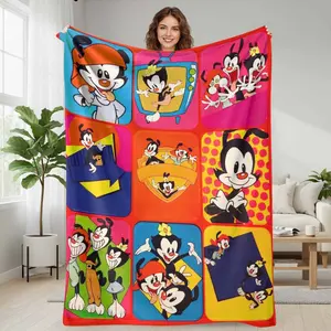 Animaniacs cartoon flannel blanket  vibrant character print  super soft plush  durable and cozy  perfect for couch use  travel companion  birthday gift for fans  home decor essential  and delightful bedroom accent. summerwins