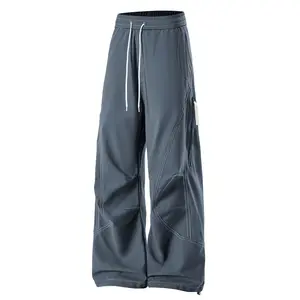 Autumn and Winter New Curved Blade Pants Casual Pants, Men's Paratrooper Pants Waterproof Softshell Pants, Trendy Multi-Pocket Work Pants Outdoor Hiking Pants, Unisex Loose Long Straight-Leg Pants, Youthful Fashion Student Trousers Suitable for Daily Wear