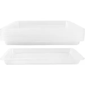 10 Pack 13.4 x 9.8 Inch Large Stackable Clear Plastic Art Trays for Craft Painting Projects Organizing Blocks Beads, Rectangular Serving Tray for Classroom Home School Party
