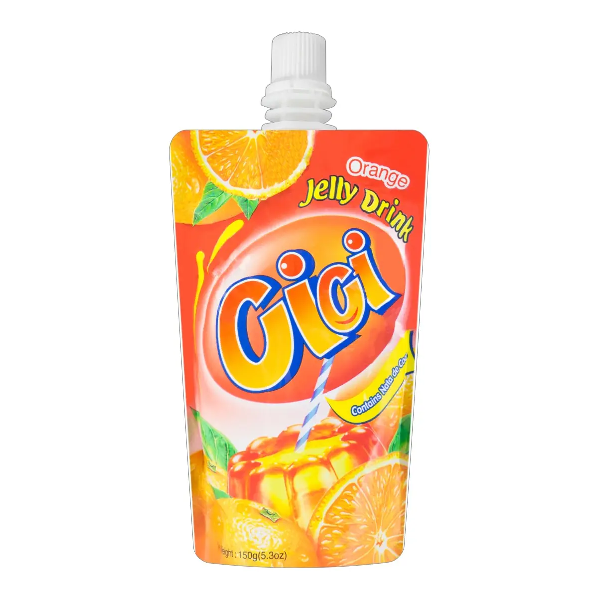 STRONGFOOD CICI Orange Jelly Drink with Real Coconut Jelly Bits & Juice - 150g Refreshing Fruit Snack