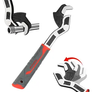 Multifunctional Self locking Wrench, Self Adjusting Pipe Wrench, 10 Inch Plumbers Wrench for (15-35mm) 19/32"-1 3/8"Nuts, Irregular Nuts, Pipes Use, Vanadium (10 In)