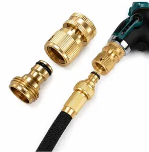 Garden Hose Quick Connector, 1 PCS Solid Brass 3/4 Inch GHT Thread Fitting(NO Sprayer), No-Leak Water Hose Female & Male Adapter, Garden Hose Connectors