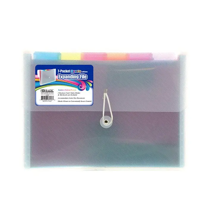 Bazic 3164 Colored Expandable Multi-Pocket Letter Size Poly File Folder, Boxed Pack of 12, Elastic Office Stationery for School/Office Filing, Art Use, Expandable File Folder, Multi Pocket Folder