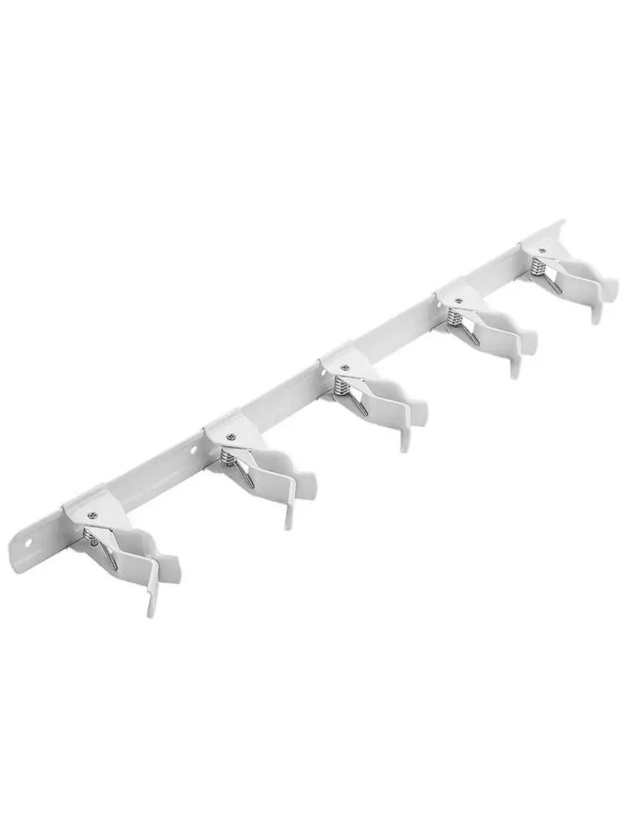 17 in. Wall-Mounted Tool Storage Clip System, White Finish, Decor-Friendly Tool Organizer Rack