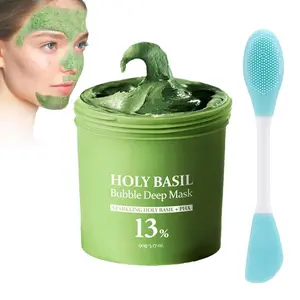 Holy Basil Bubble Deep Mask – Vegan Clay-to-Bubble Wash-Off Mask with Holy Basil & Carbonated Water for Pore Cleansing & Blackhead Removal, 90g, All Skin Types, Korean Face Care