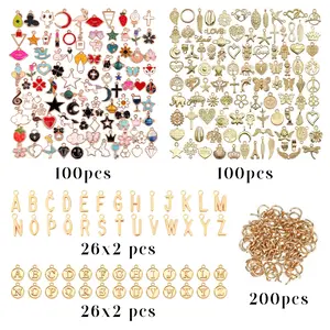 504Pcs Golden Charms for Jewelry Making, Assorted Bracelet Letter Charms for DIY Jewelry Making Necklace Bracelet, Keychains and Crafts Bead Assortment Bead Sequin Beaded Edge Diy Beading Accessories