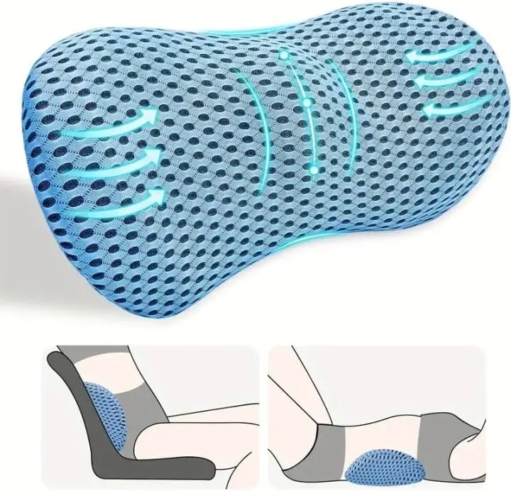 Ergonomic Memory Foam Lumbar Support Pillow - Office Chair Support, Car Seat Lower Back Cushion, Travel-Friendly for Pain Relief, Machine Washable Couch Accessory