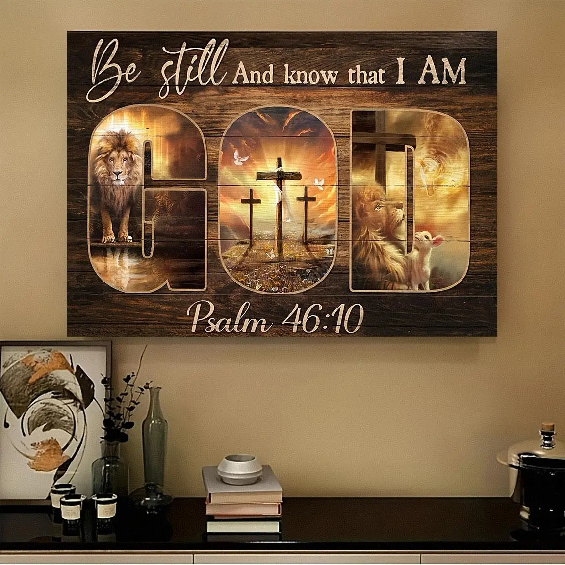 A canvas wall art piece featuring Bible verses - suitable for religious home decoration in family bedrooms and living rooms