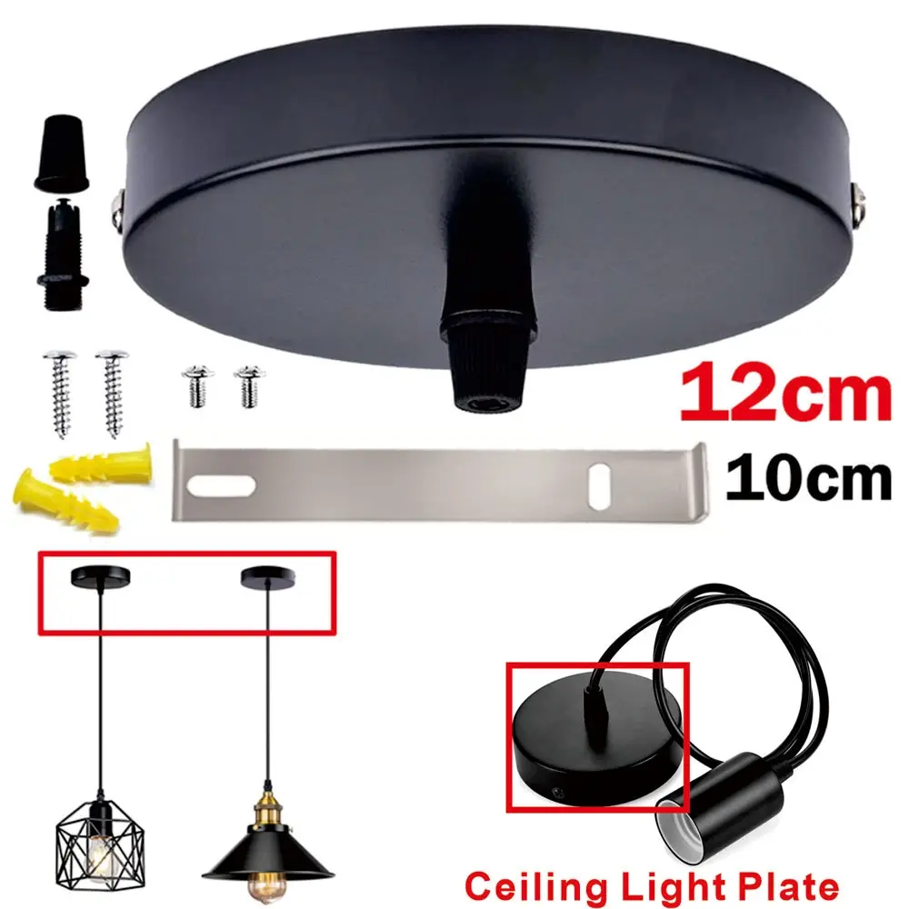 Ceiling Light Cover Plate Kit (4.7"/3.9"), Metal Flush Mount Canopy Base with Mounting Hardware Screws for Ceiling Light Fixtures