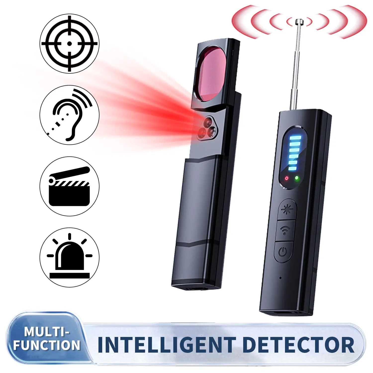 Hidden Cameral Detctor Wireless Infrared Signal Scanner, Anti-Positioning Monitoring Device with Automatic Protection for Hotel, Travel