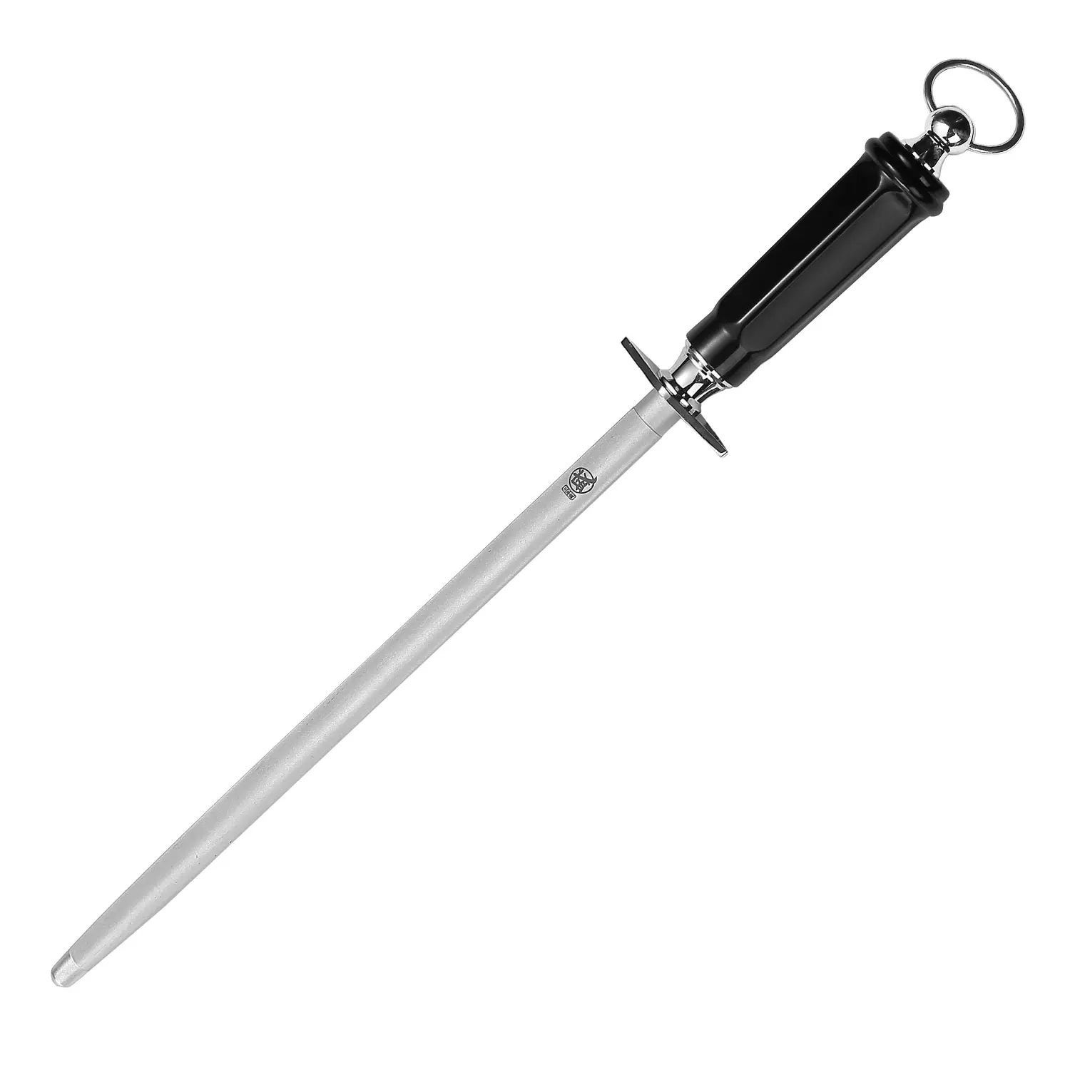 MITSUMOTO SAKARI 10/12 Inch Knife Sharpener Rod, Round Diamond-Coated High Carbon Steel Honing Rod for Kitchen Knives, HRC 68, Fine Serrated Surface, Magnetic Design