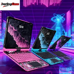 DarlingCase  Latest 360 Swivel Keyboard with Y2K style tranparent case for iPad Tablet Accessories ipad case