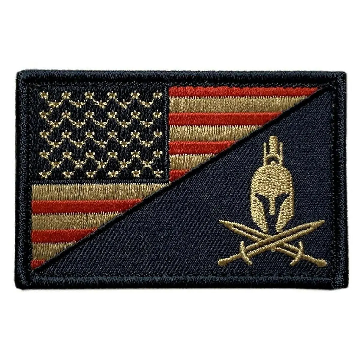 Subdued USA Flag Spartan Patch [3.0 X 2.0 -Hook Fastener Backing -SP21]