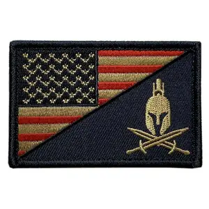 Subdued USA Flag Spartan Patch [3.0 X 2.0 -Hook Fastener Backing -SP21]