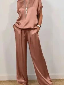 Spring/Summer New Trendy Loose Shirt & Wide-Leg Pants Casual Set