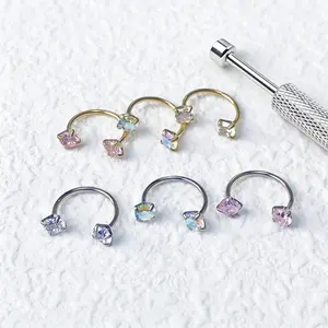 6-Piece Value Set 316L Medical Grade Titanium Nose Rings, 18g 1.0mm U-Shaped Nose Studs, Free Ball Tray and Guide Needle Included