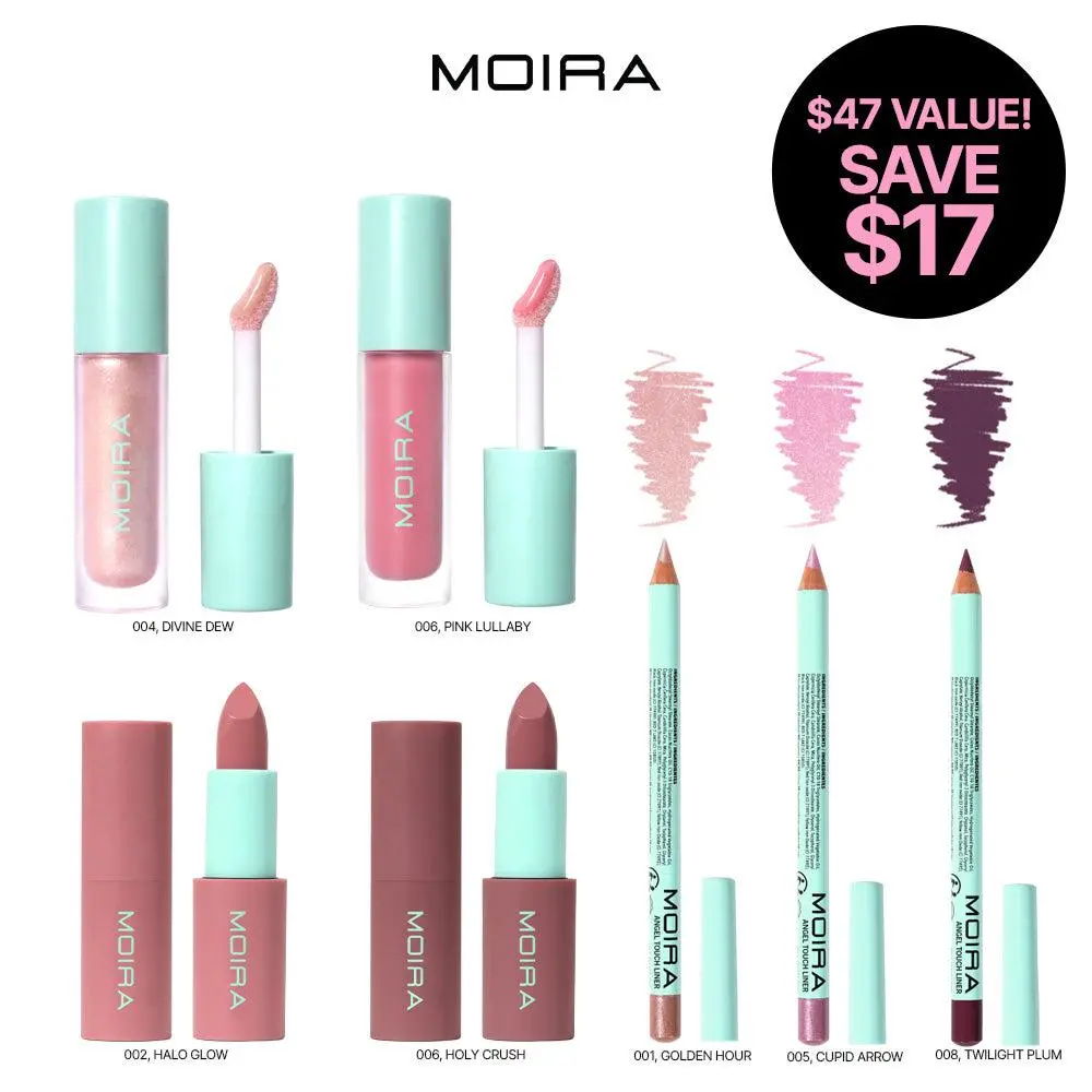 MOIRA | Angel Glow & Define Set Bundle | Lip Gloss & Liner Makeup Kit