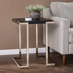 360 stand 24 in. Geometric Metal Square End Table - Square Top, Metal Frame, Iron Sled Base, Black - Side Tables for Entryway, Bedroom, Contemporary Home Decor, Entryway Table