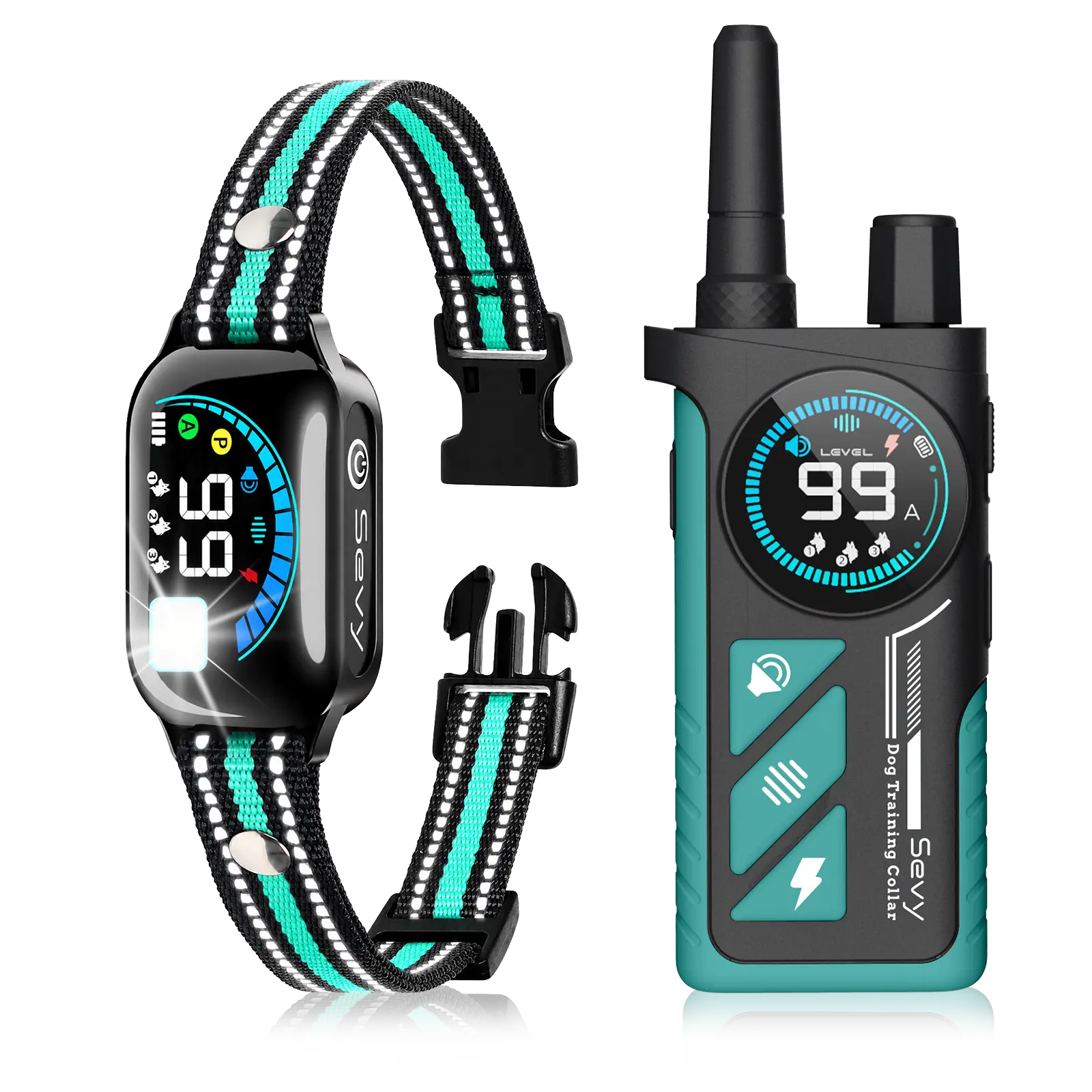 Sevy Buzzy 2-in-1 Dog Bark Collar & Dog Shock Collar with Remote, Smart Anti Bark Dog Training Collar, 3300FT Dog E Collar with 4 Training Modes, LED Light, IP67 Waterproof for Small